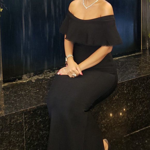 Marciano Fishtail Maxi off Off Shoulder Bandage Dress - Picture 2 of 4